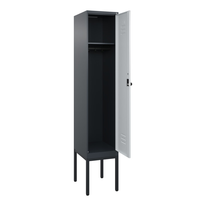 C+P Spind Classic PLUS, Gestell, 1 Abteil, 2120x400x500mm, 7016/7035 Verschluss Sicherheits-Drehriegel 4 Garderobenhaken