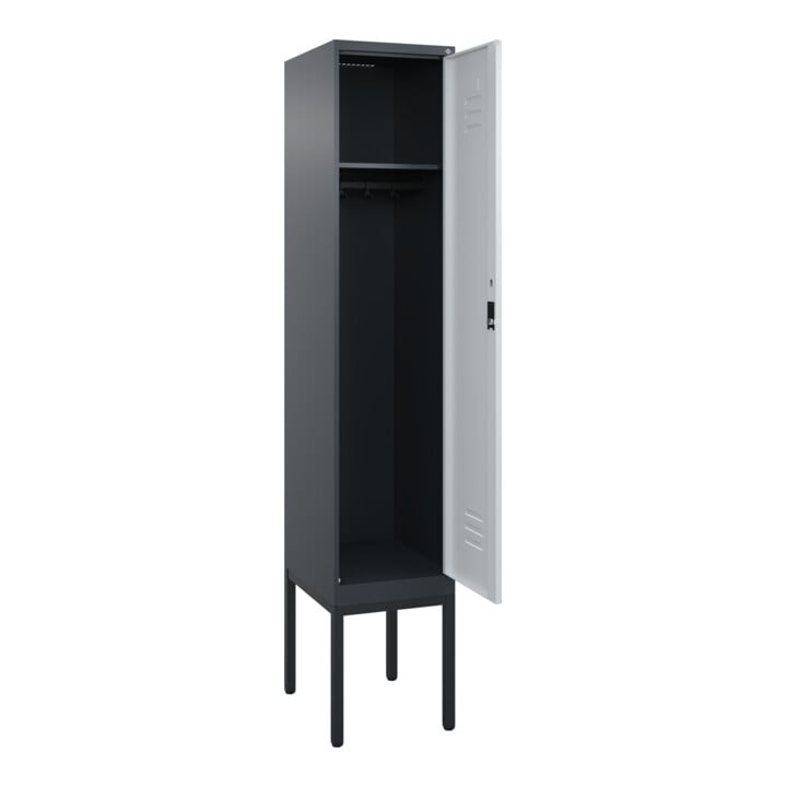 C+P Spind Classic PLUS, Gestell, 1 Abteil, 2120x400x500mm, 7016/7035 Verschluss Zylinderschloss 4 Garderobenhaken