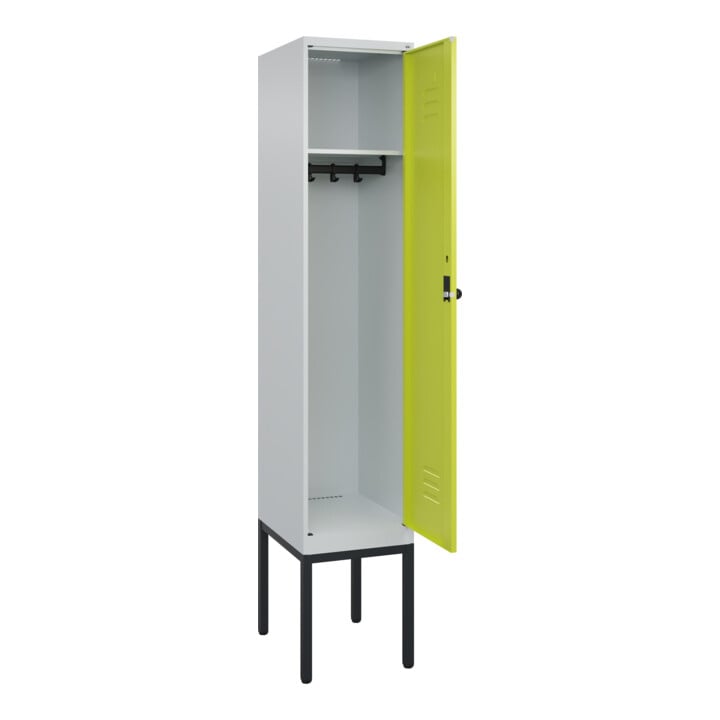 C+P Spind Classic PLUS, Gestell, 1 Abteil, 2120x400x500mm, 7035/0024 Verschluss Sicherheits-Drehriegel 4 Garderobenhaken
