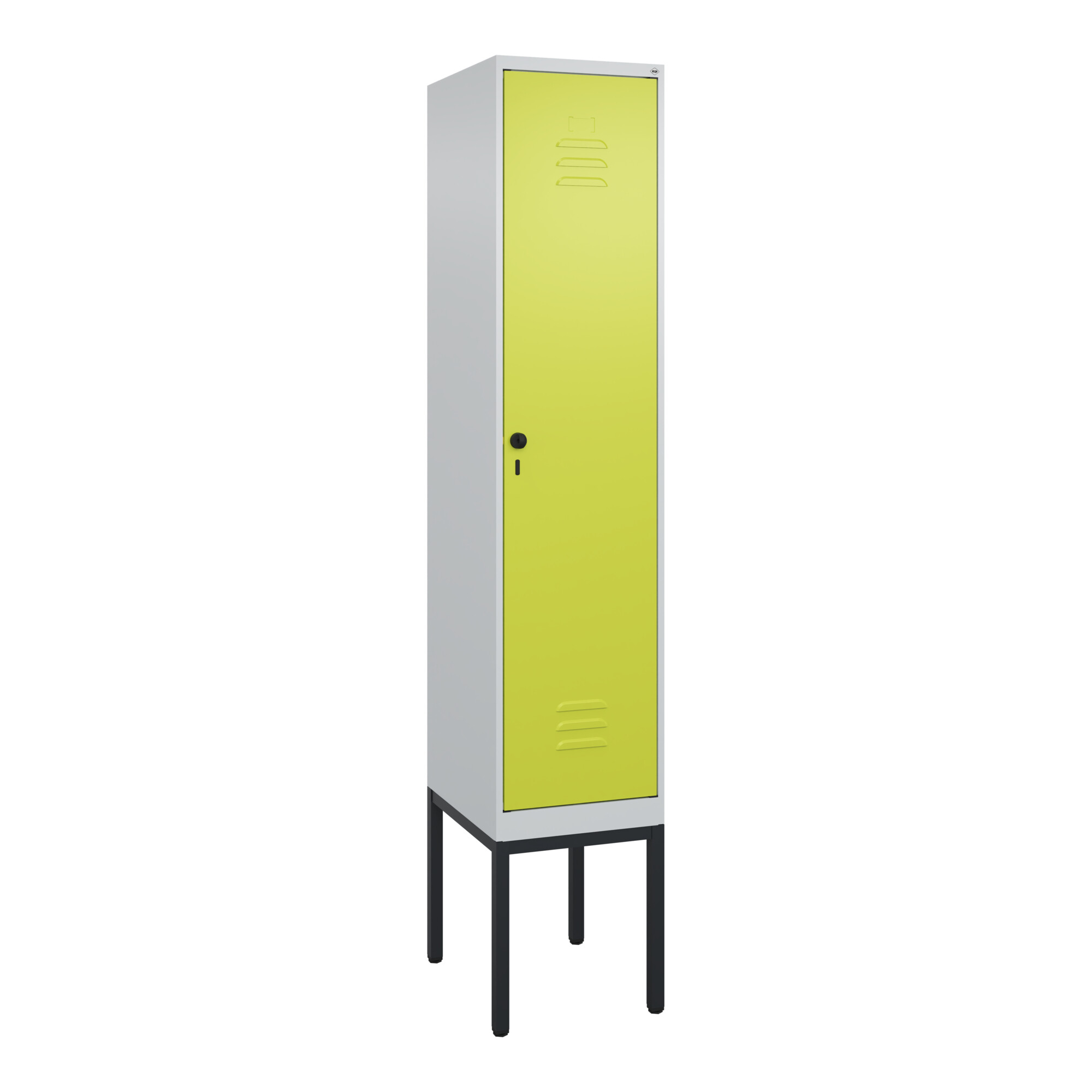 C+P Spind Classic PLUS, Gestell, 1 Abteil, 2120x400x500mm, 7035/0024 Verschluss Sicherheits-Drehriegel 4 Garderobenhaken Trennwand mittig ; C + P Möbe