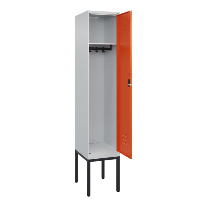 C+P Spind Classic PLUS, Gestell, 1 Abteil, 2120x400x500mm, 7035/2004 Verschluss Zylinderschloss 4 Garderobenhaken