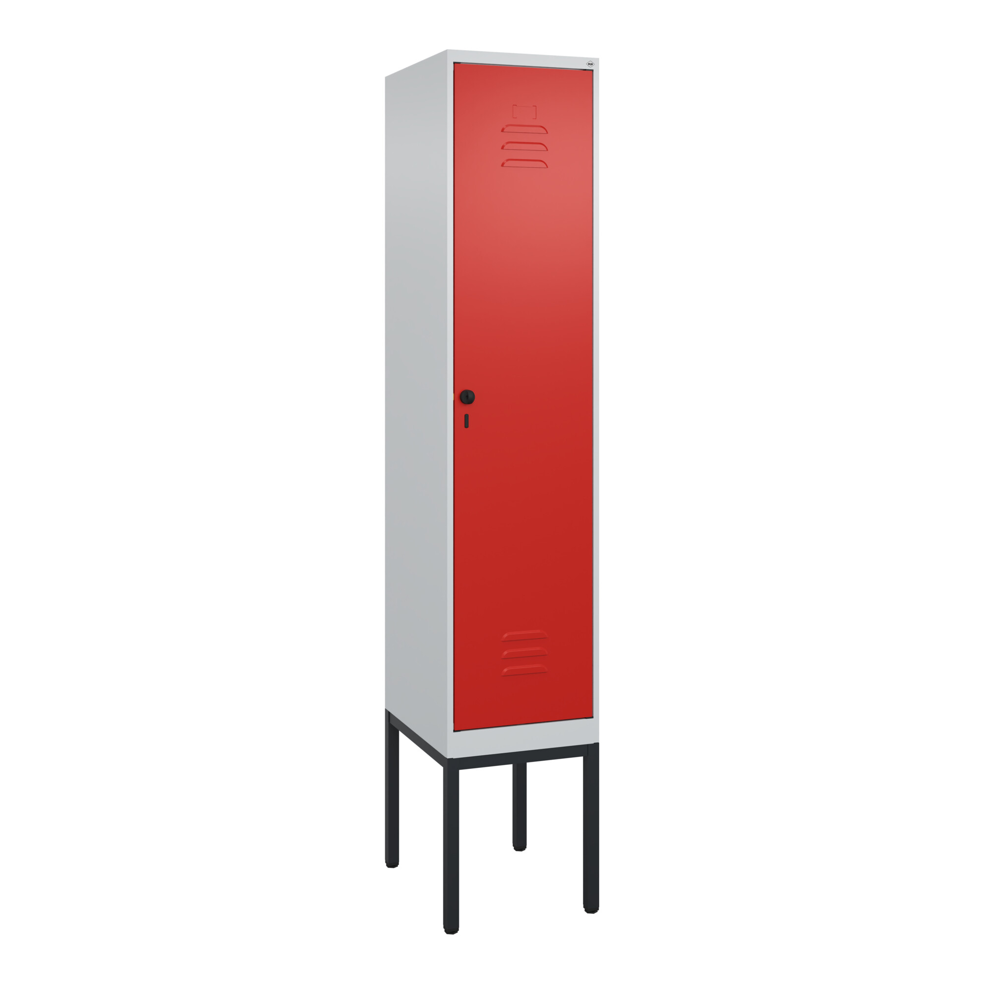 C+P Spind Classic PLUS, Gestell, 1 Abteil, 2120x400x500mm, 7035/3020 Verschluss Sicherheits-Drehriegel 4 Garderobenhaken Trennwand mittig ; C + P Möbe