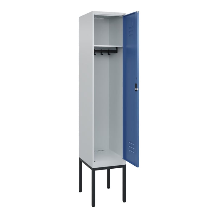 C+P Spind Classic PLUS, Gestell, 1 Abteil, 2120x400x500mm, 7035/5023 Verschluss Zylinderschloss 4 Garderobenhaken