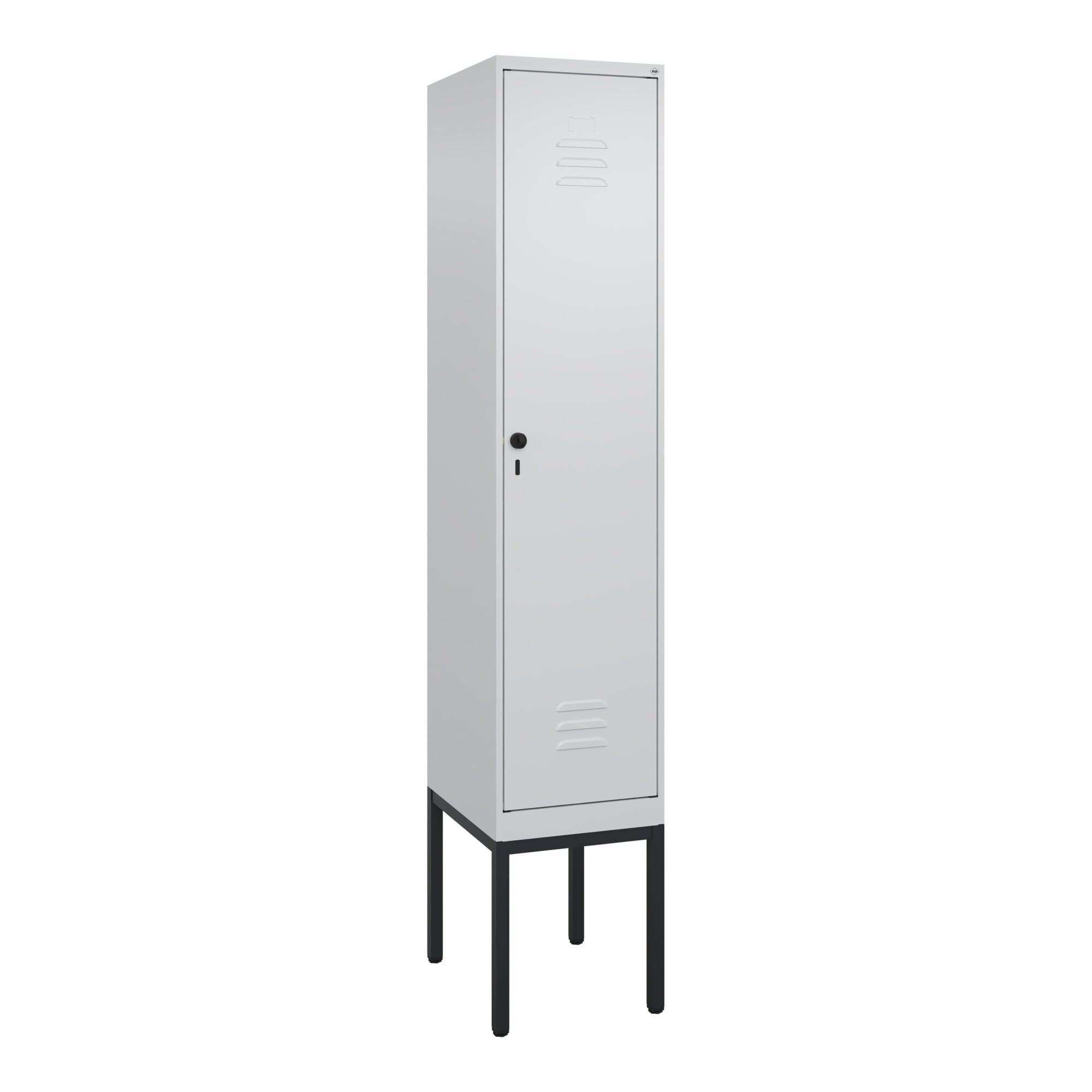 C+P Spind Classic PLUS, Gestell, 1 Abteil, 2120x400x500mm, 7035/7035 Verschluss Sicherheits-Drehriegel 4 Garderobenhaken Trennwand mittig ; C + P Möbe