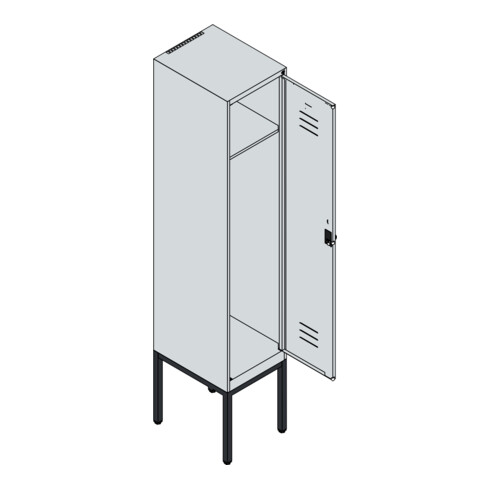 C+P Spind Classic PLUS, Gestell, 1 Abteil, 2120x400x500mm, 9016/9016 Verschluss Sicherheits-Drehriegel 4 Garderobenhaken