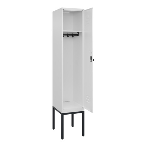 C+P Spind Classic PLUS, Gestell, 1 Abteil, 2120x400x500mm, 9016/9016 Verschluss Sicherheits-Drehriegel 4 Garderobenhaken
