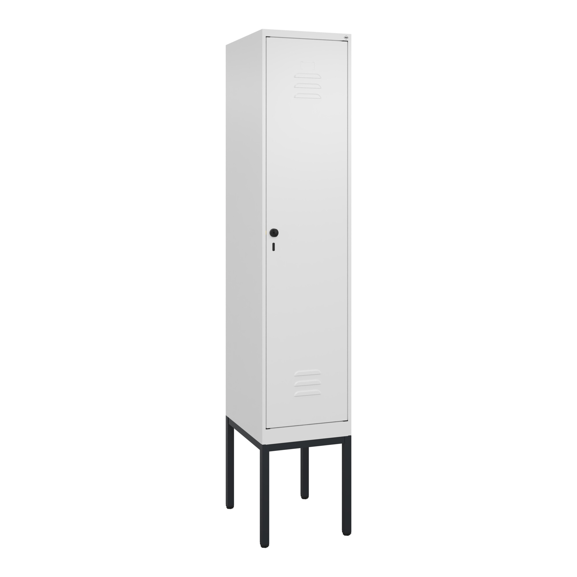 C+P Spind Classic PLUS, Gestell, 1 Abteil, 2120x400x500mm, 9016/9016 Verschluss Sicherheits-Drehriegel 4 Garderobenhaken Trennwand mittig ; C + P Möbe