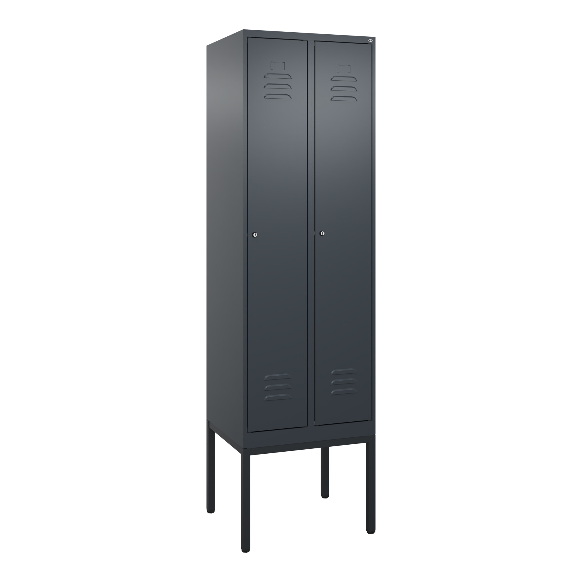 C+P Spind Classic PLUS, Gestell, 2 Abteile, 2120x600x500mm, 7016/7016 Verschluss Zylinderschloss 3 Garderobenhaken ; C + P Möbelsysteme