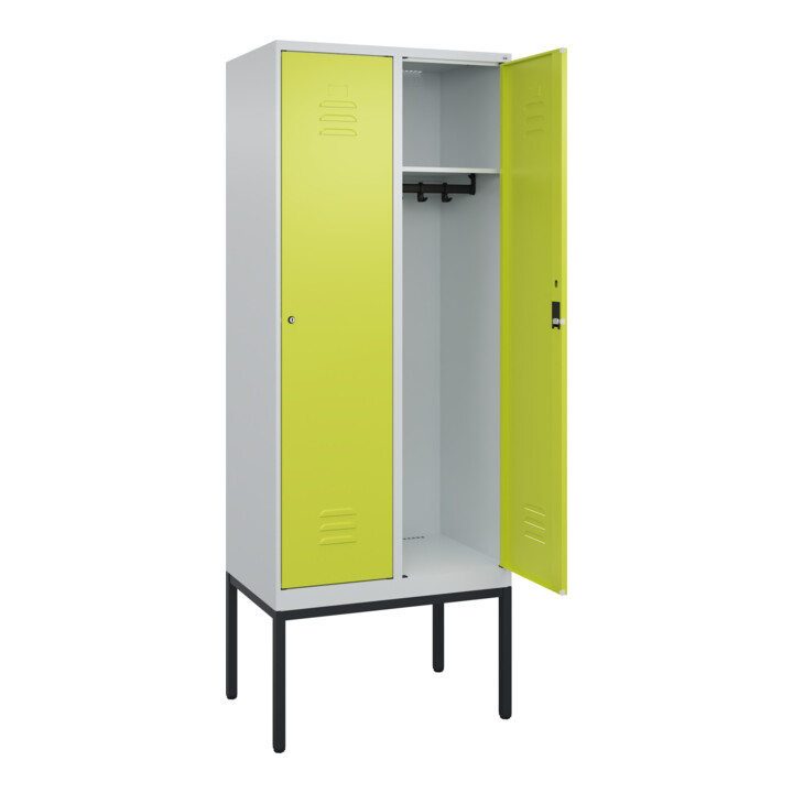 C+P Spind Classic PLUS, Gestell, 2 Abteile, 2120x800x500mm, 7035/0024 Verschluss Zylinderschloss 4 Garderobenhaken