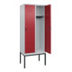 C+P Spind Classic PLUS, Gestell, 2 Abteile, 2120x800x500mm, 7035/3003 Verschluss Sicherheits-Drehriegel 4 Garderobenhaken-5