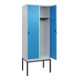C+P Spind Classic PLUS, Gestell, 2 Abteile, 2120x800x500mm, 7035/5012 Verschluss Sicherheits-Drehriegel 4 Garderobenhaken-5