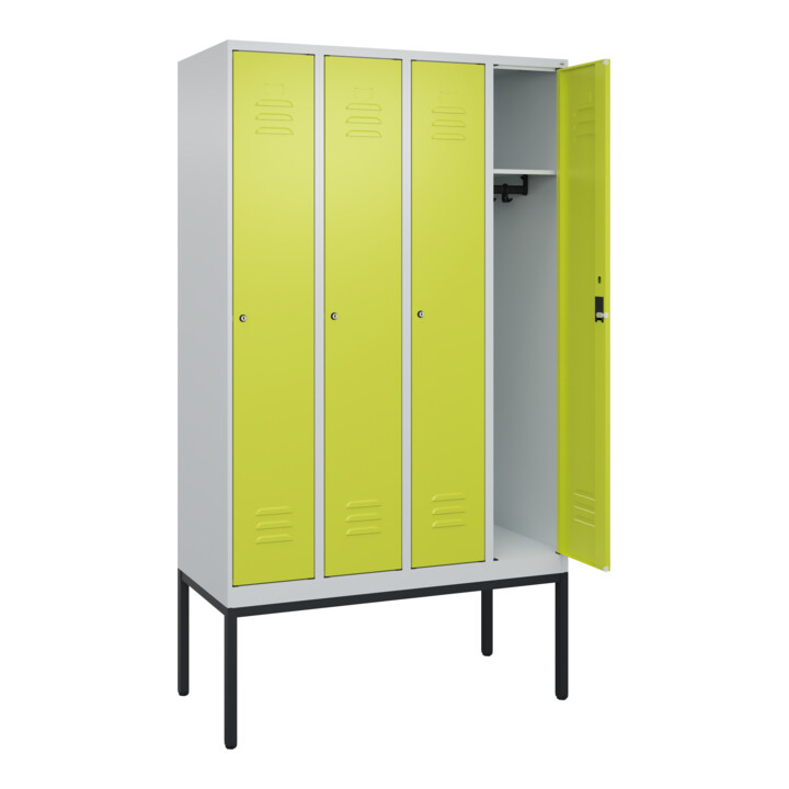C+P Spind Classic PLUS, Gestell, 4 Abteile, 2120x1200x500mm, 7035/0024 Verschluss Zylinderschloss 3 Garderobenhaken