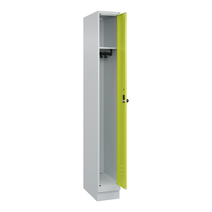 C+P Spind Classic PLUS, Sockel, 1 Abteil, 1950x250x500mm, 7035/0024 Verschluss Sicherheits-Drehriegel 3 Garderobenhaken