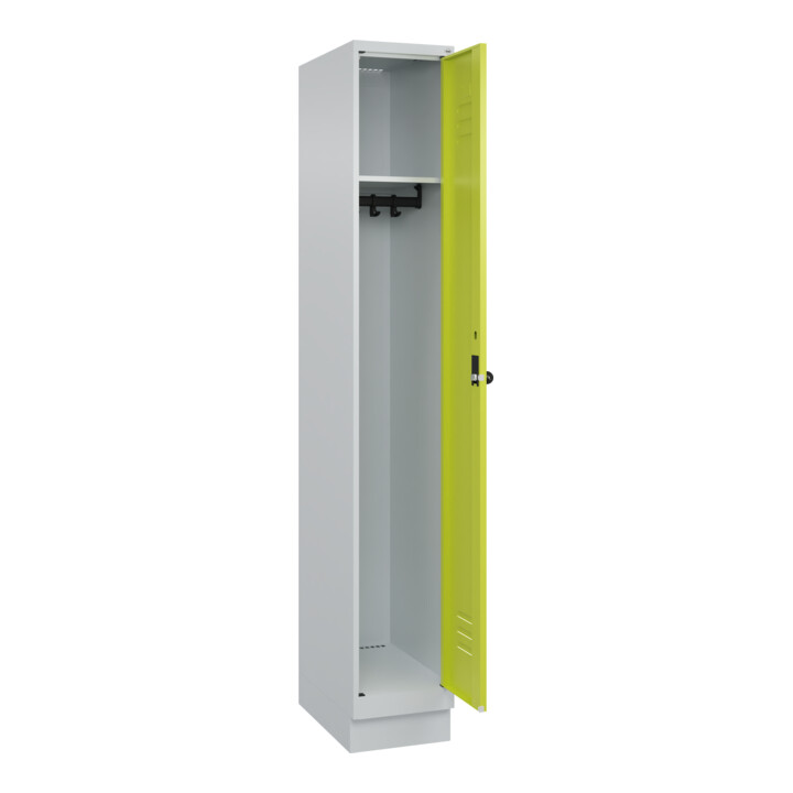 C+P Spind Classic PLUS, Sockel, 1 Abteil, 1950x300x500mm, 7035/0024 Verschluss Sicherheits-Drehriegel 3 Garderobenhaken