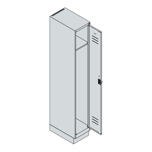 C+P Spind Classic PLUS, Sockel, 1 Abteil, 1950x300x500mm, 7035/7016 Verschluss Zylinderschloss 3 Garderobenhaken