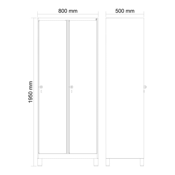C+P Spind Classic PLUS Spind 2 Abteile 1950 x 800 x 500 mm Anthrazitgrau