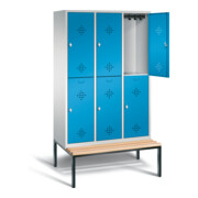 C+P Spind doppelstöckig Classic, H2090xB1200xT815mm, Front Lichtblau, Korpus Lichtgrau, Gestell Schwarzgrau (8350-32)