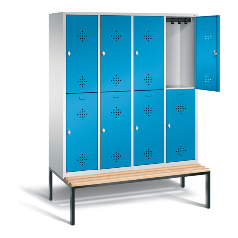 C+P Spind doppelstöckig Classic, H2090xB1590xT815mm, Front Lichtblau, Korpus Lichtgrau, Gestell Schwarzgrau (8350-42)