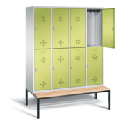 C+P Spind doppelstöckig Classic, H2090xB1590xT815mm, Front Viridingrün, Korpus Lichtgrau, Gestell Schwarzgrau (8350-42)