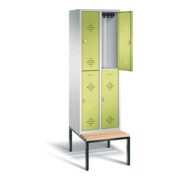 C+P Spind doppelstöckig Classic, H2090xB610xT815mm, Front Viridingrün, Korpus Lichtgrau, Gestell Schwarzgrau (8350-20)