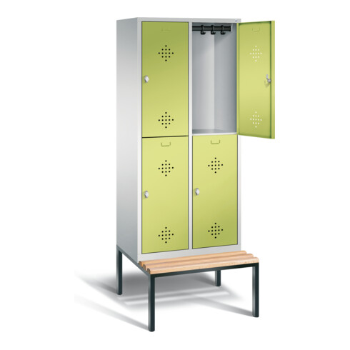 C+P Spind doppelstöckig Classic, H2090xB810xT815mm, Front Viridingrün, Korpus Lichtgrau, Gestell Schwarzgrau (8350-22)