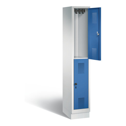 C+P Spind doppelstöckig Evolo, H1800xB320xT500mm, Front Enzianblau, Korpus Lichtgrau (48320-10)