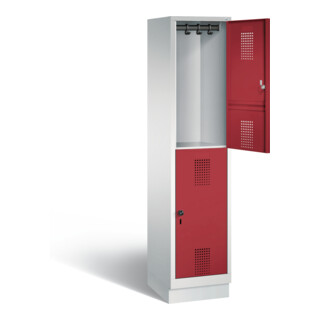 C+P Spind doppelstöckig Evolo, H1800xB420xT500mm, Front Rubinrot, Korpus Lichtgrau (48320-12)