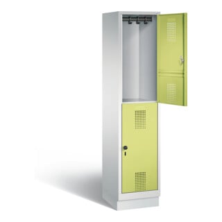 C+P Spind doppelstöckig Evolo, H1800xB420xT500mm, Front Viridingrün, Korpus Lichtgrau (48320-12)
