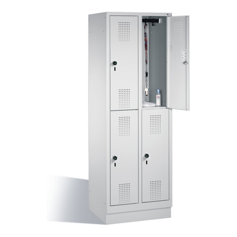 C+P Spind doppelstöckig Evolo, H1800xB610xT500mm, Front Lichtgrau, Korpus Lichtgrau (48320-20)