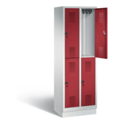 C+P Spind doppelstöckig Evolo, H1800xB610xT500mm, Front Rubinrot, Korpus Lichtgrau (48320-20)