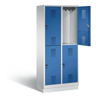 C+P Spind doppelstöckig Evolo, H1800xB810xT500mm, Front Enzianblau, Korpus Lichtgrau (48320-22)