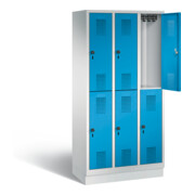 C+P Spind doppelstöckig Evolo, H1800xB900xT500mm, Front Lichtblau, Korpus Lichtgrau (48320-30)