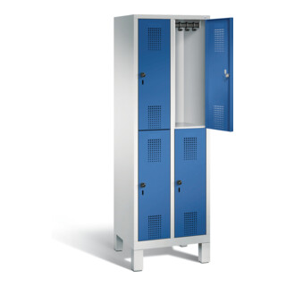 C+P Spind doppelstöckig Evolo, H1850xB610xT500mm, Front Enzianblau, Korpus Lichtgrau (48310-20)