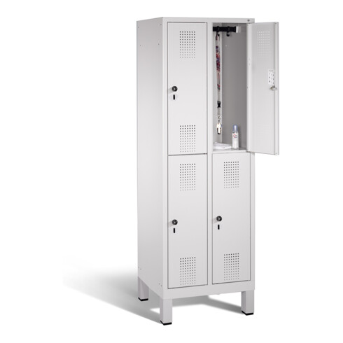 C+P Spind doppelstöckig Evolo, H1850xB610xT500mm, Front Lichtgrau, Korpus Lichtgrau (48310-20)