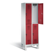 C+P Spind doppelstöckig Evolo, H1850xB610xT500mm, Front Rubinrot, Korpus Lichtgrau (48310-20)