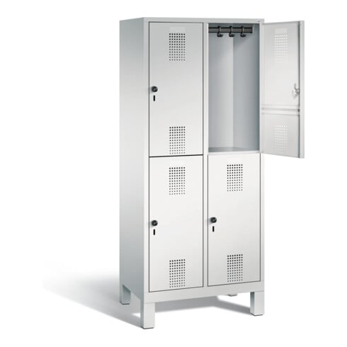 C+P Spind doppelstöckig Evolo, H1850xB810xT500mm, Front Lichtgrau, Korpus Lichtgrau (48310-22)