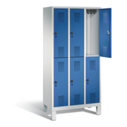 C+P Spind doppelstöckig Evolo, H1850xB900xT500mm, Front Enzianblau, Korpus Lichtgrau (48310-30)