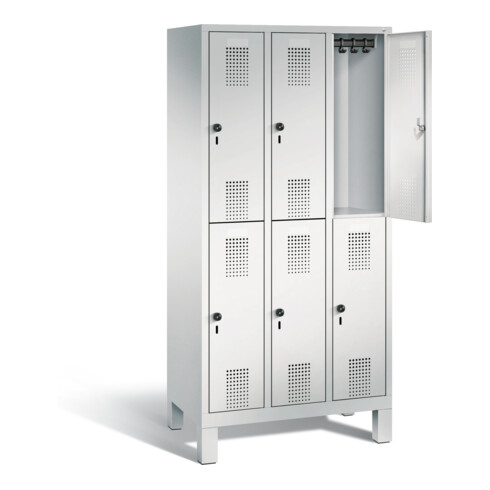 C+P Spind doppelstöckig Evolo, H1850xB900xT500mm, Front Lichtgrau, Korpus Lichtgrau (48310-30)