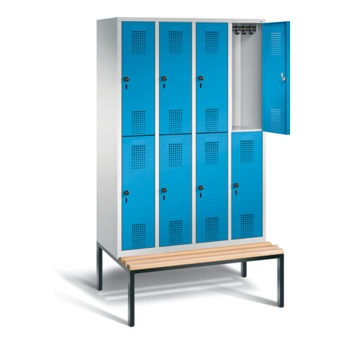 C+P Spind doppelstöckig Evolo, H2090xB1190xT815mm, Front Lichtblau, Korpus Lichtgrau, Gestell Schwarzgrau (48350-40)