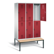 C+P Spind doppelstöckig Evolo, H2090xB1200xT815mm, Front Rubinrot, Korpus Lichtgrau, Gestell Schwarzgrau (48350-32)