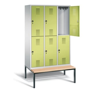 C+P Spind doppelstöckig Evolo, H2090xB1200xT815mm, Front Viridingrün, Korpus Lichtgrau, Gestell Schwarzgrau (48350-32)