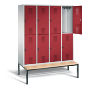 C+P Spind doppelstöckig Evolo, H2090xB1590xT810mm, Front Rubinrot, Korpus Lichtgrau, Gestell Schwarzgrau (48350-42)