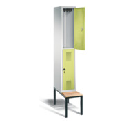 C+P Spind doppelstöckig Evolo, H2090xB320xT815mm, Front Viridingrün, Korpus Lichtgrau, Gestell Schwarzgrau (48350-10)