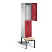 C+P Spind doppelstöckig Evolo, H2090xB420xT815mm, Front Rubinrot, Korpus Lichtgrau, Gestell Schwarzgrau (48350-12)