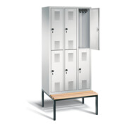 C+P Spind doppelstöckig Evolo, H2090xB900xT815mm, Front Lichtgrau, Korpus Lichtgrau, Gestell Schwarzgrau (48350-30)