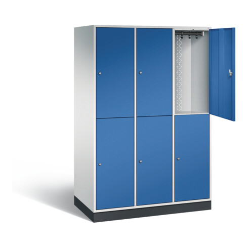C+P Spind doppelstöckig XL Intro, H1950xB1220xT590mm, Front Enzianblau, Korpus Lichtgrau (8270-303)