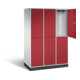 C+P Spind doppelstöckig XL Intro, H1950xB1220xT590mm, Front Rubinrot, Korpus Lichtgrau (8270-303)-1