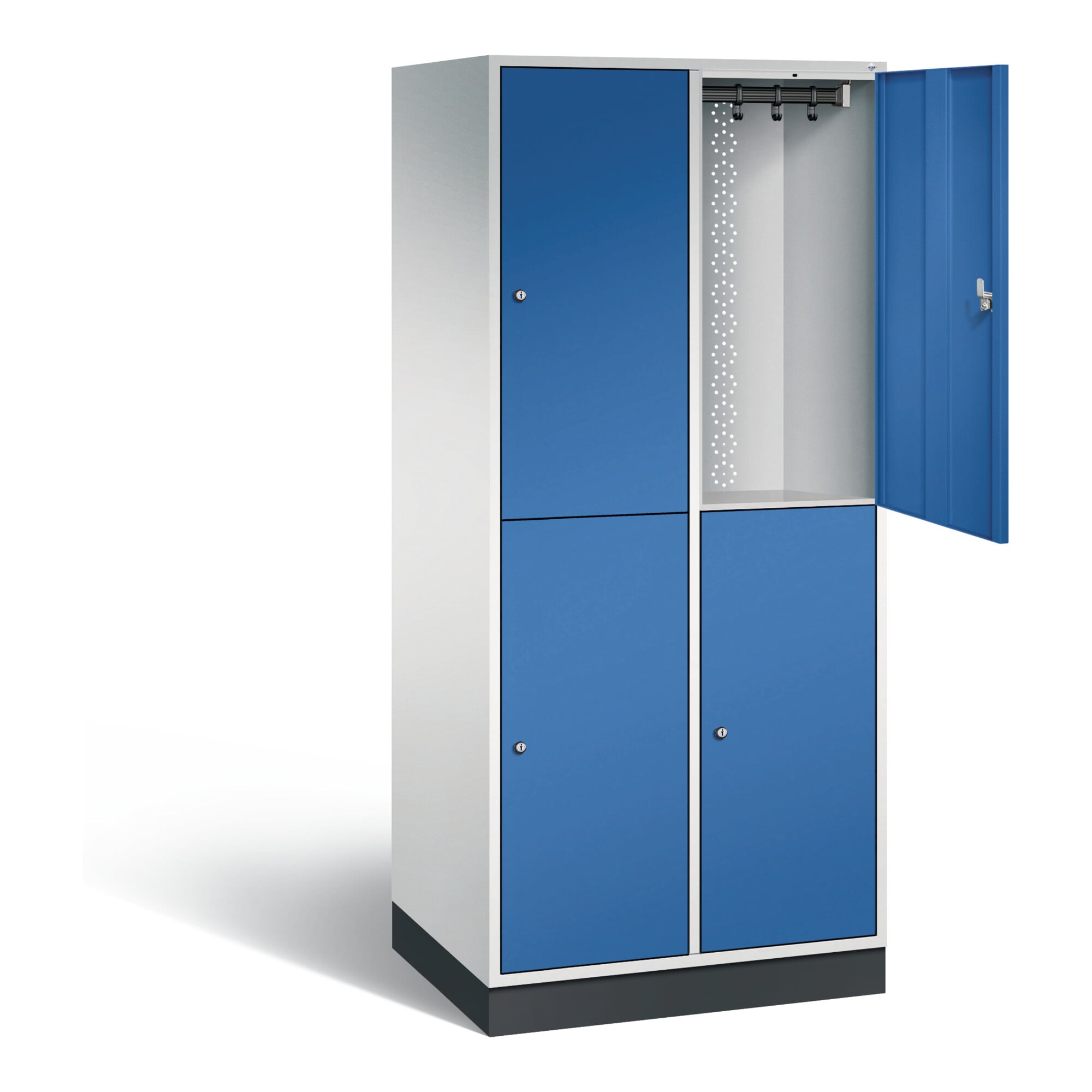 C+P Spind doppelstöckig XL Intro, H1950xB820xT590mm, Front Enzianblau, Korpus Lichtgrau (8270-203) ; C + P Möbelsysteme
