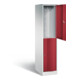 C+P Spind doppelstöckig XL Resisto, H1950xB396xT640mm, Front Rubinrot, Korpus Lichtgrau (8270-173)-1