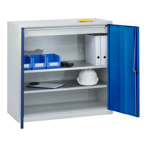 C+P Stahl-Flügeltürenschrank Serie 89, H1000xB1000xT500mm, 7035/5010